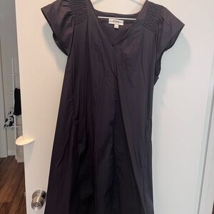 COS Black V-Neck Dress with Gathered Shoulders